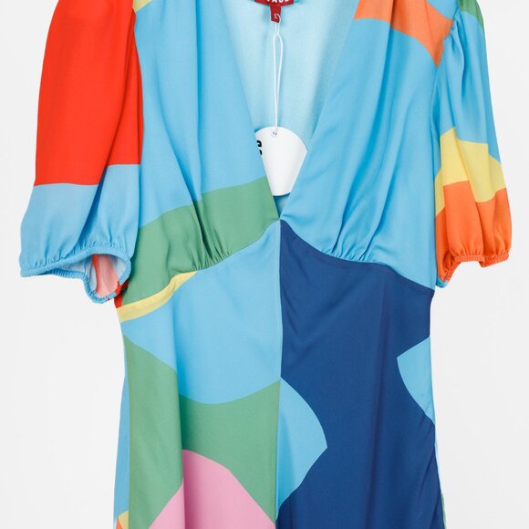 Staud Milla Mini Dress in Capri/Coastal Marble - Picture 4 of 9